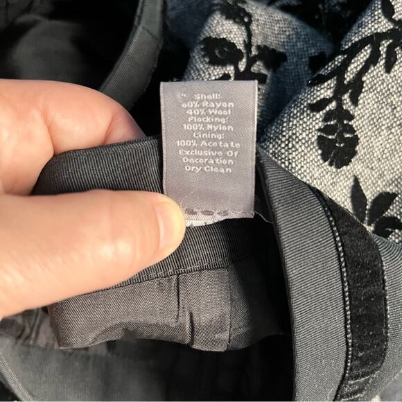 Ann Taylor wool blend grey black tweed floral A line lined skirt size 4 - Picture 9 of 10